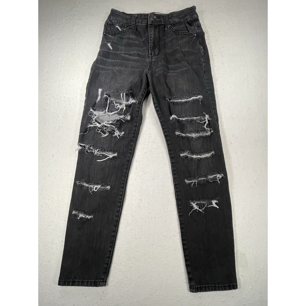 RSQ Womens Black Distressed Skinny Jeans Vintage Work Size 25